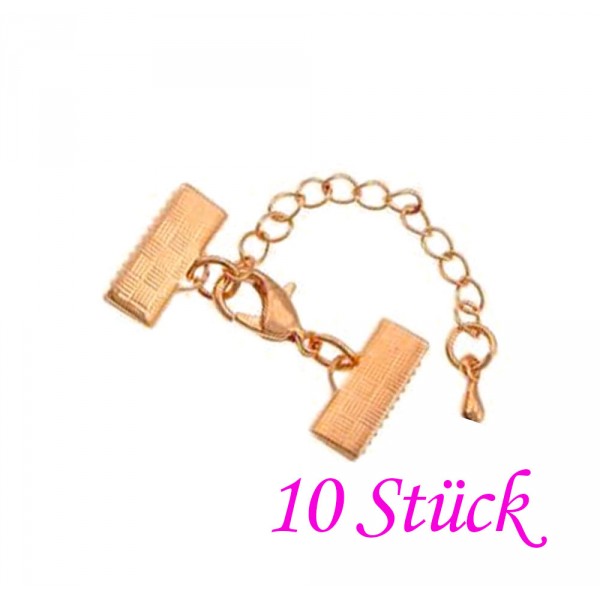 10x 15mm Bandklemmen Verschluss rosegoldfarben - Schmuckzubehör - Leisure-Beads DIY