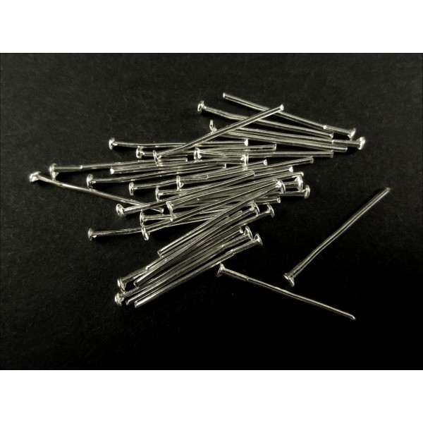 20 Nietstifte 18mm hellsilberfarben Schmuckdraht mit Kopf - Schmuckzubehör - Leisure-Beads DIY