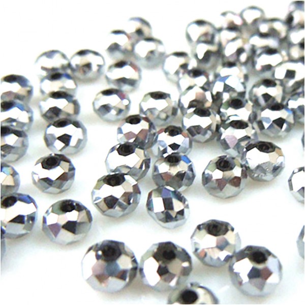 145x Glasperlen 4x3mm silberfarben - Schmuckzubehör - Leisure-Beads DIY