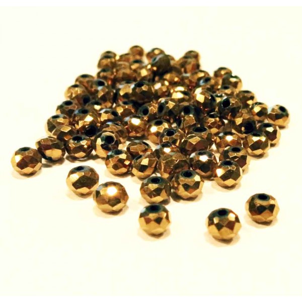 180x Glasperlen 2mm goldfarben Rondelle - Schmuckzubehör Glasperlen - Leisure-Beads DIY