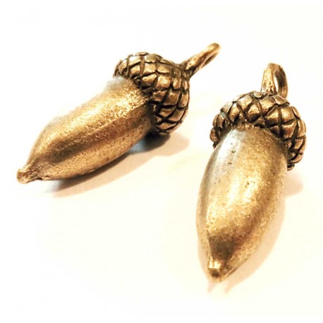 Leisure-Beads - 1x bronzefarben Eichel 25x9mm 3D Schmuckanhänger - Schmuckzubehör
