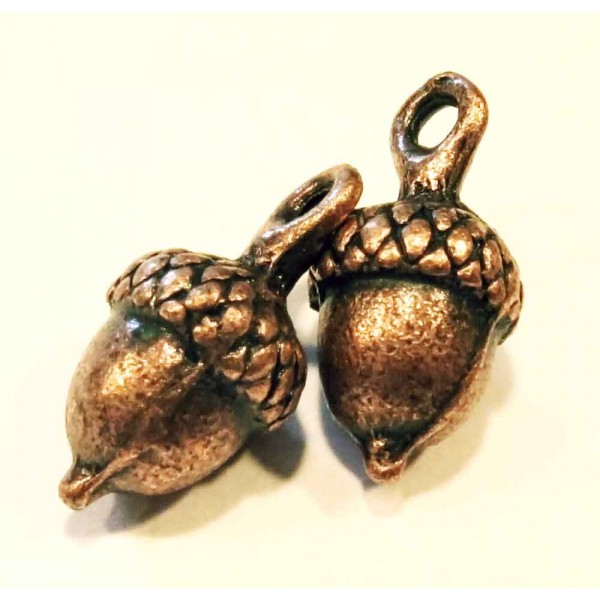 1x kupferfarben Eichel 18x9mm 3D Schmuckanhänger - Schmuckzubehör - Leisure-Beads DIY