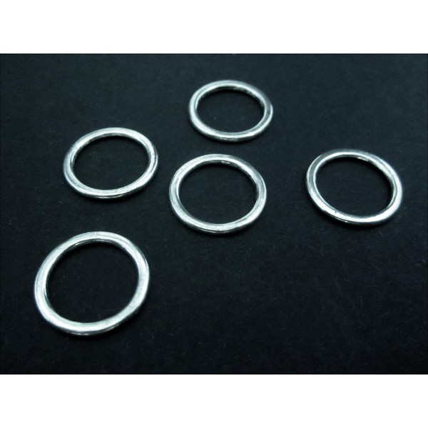 5x silberfarben Ring 14,5mm geschlossen rund silberfarben - Schmuckzubehör - Leisure-Beads DIY