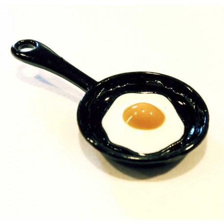 Leisure-Beads - 1x Pfanne mit Spiegelei Anhänger 28x15mm - Schmuckzubehör