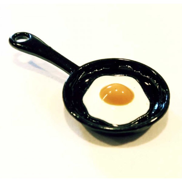 1x Pfanne mit Spiegelei Anhänger 28x15mm - Schmuckzubehör - Leisure-Beads DIY