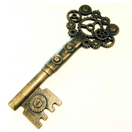 Leisure-Beads - 1x Schlüssel 72x31mm bronzefarbener Schmuckanhänger - Schmuckzubehör