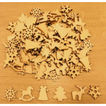100x Weihnachtliche Motive 2cm Holz Klebsteine / Streudeko - Bastelbedarf Weihnachten