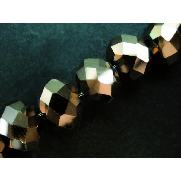 10x Goldfarbene Glasperlen 8x6mm geschliffene Rondelle - Schmuckzubehör Glasperlen - Leisure-Beads DIY