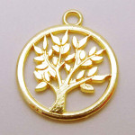 1x hellgoldfarben Baum Amulett 20x17mm Schmuckanhänger - Schmuckzubehör