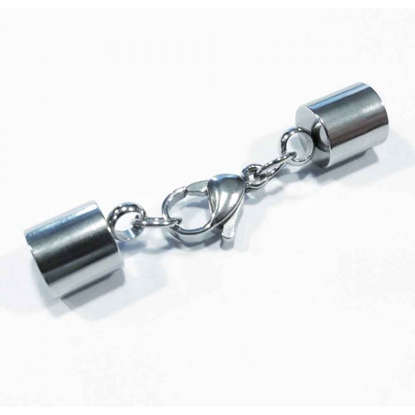 1x Edelstahl Einklebverschluss Innen 6mm 38x7mm - Schmuckzubehör Endkappe - Leisure-Beads DIY