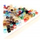 100x bunte 3x3mm Kristallglas Würfelperlen mit geschliffener Kante bunter Perlenmix mit Glanz Cube Perlen - Schmuckzubehör