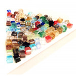 100x bunte 3x3mm Glas Würfelperlen - Schmuckzubehör