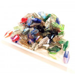 100x Glas Bicone Perlen 8x4mm bunter Perlenmix mit Glanz - Schmuckzubehör