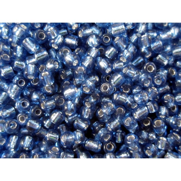 10g saphirblaue Rocailles 2mm (12/0) Silbereinzug - Schmuckzubehör Rocailles