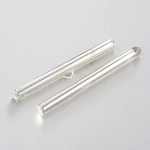 4x hellsilberfarben 39,5mm Bandklemme Perlenband Verbinder Chandelierverteiler Einklebhülse - Schmuckzubehör