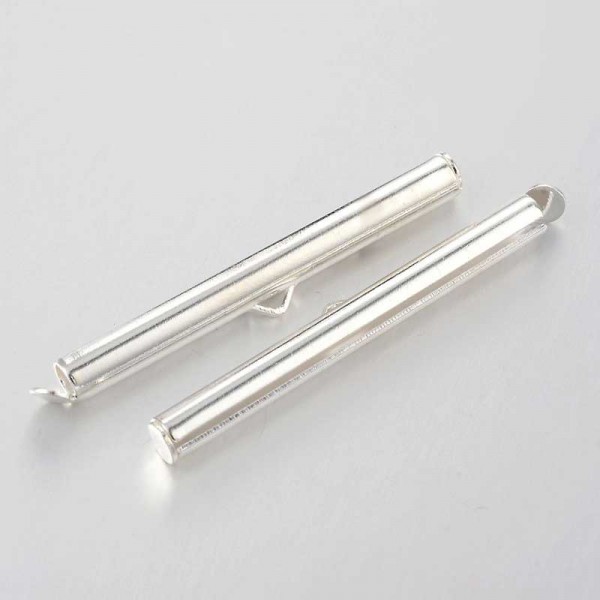 4x hellsilberfarben 39,5mm Bandklemme Perlenband Verbinder Chandelierverteiler Einklebhülse - Schmuckzubehör - Leisure-Beads DIY