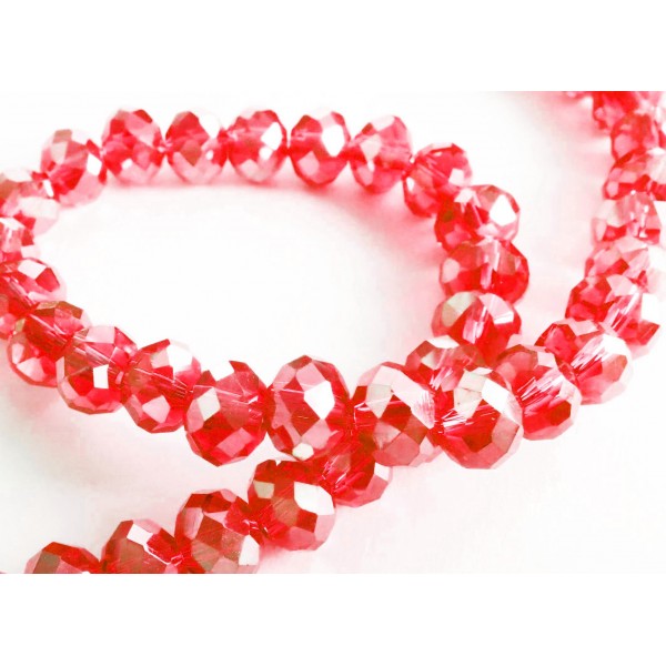 72 siamrote Glasperlen 8x6mm mit Glanz - Schmuckzubehör Glasperlen - Leisure-Beads DIY