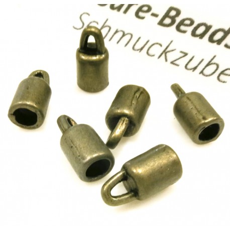 Leisure-Beads - 10x bronzefarben Endkappe Innen 3mm 9x4,5mm Einklebkappe - Schmuckzubehör