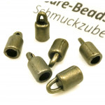 10x bronzefarben Endkappe Innen 3mm 9x4,5mm Einklebkappe - Schmuckzubehör