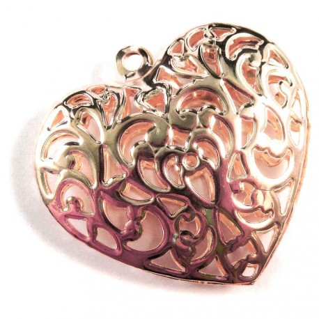 Leisure-Beads - 1x XL-Herz Anhänger 56x53mm rosegoldfarben - Schmuckzubehör