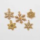 5x Schneeflocke 17mm bis 28mm goldfarben Weihnachts Anhänger - Schmuckzubehör Weihnachten
