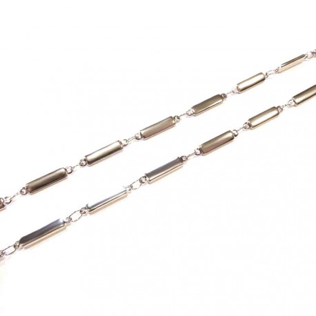 Leisure-Beads - 50cm flache Edelstahlkette 15x3mm silberfarbene Schmuckkette Gliederkette - Schmuckzubehör