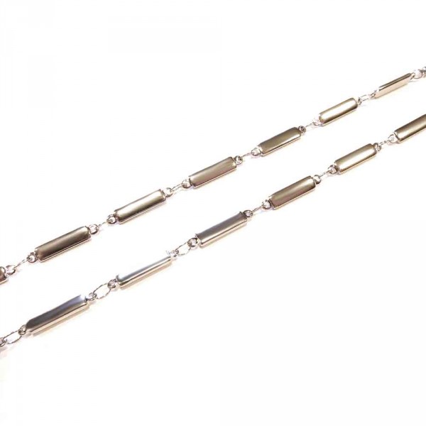 50cm flache Edelstahlkette 15x3mm silberfarbene Schmuckkette Gliederkette - Schmuckzubehör - Leisure-Beads DIY