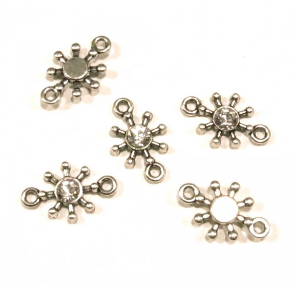 5x silberfarben Schmuckverbinder 21x13mm kristall Kettenverbinder - Schmuckzubehör - Leisure-Beads DIY
