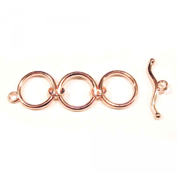 1x rosegoldfarbener Knebelverschluss Ringreihe 48x14,5mm - Schmuckzubehör - Leisure-Beads DIY