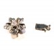 1x silberfarben Blumen Strass Kastensteckverschluss 12x14mm - Schmuckzubehör Schmuckverschluss