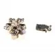 1x silberfarben Blumen Strass Kastensteckverschluss 12x14mm - Schmuckzubehör Schmuckverschluss - Leisure-Beads DIY