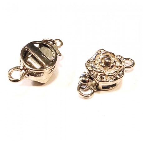 Leisure-Beads - 1x silberfarben Blumen Kastensteckverschluss 15x10mm - Schmuckzubehör Schmuckverschluss