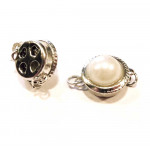 1x silberfarben Perlen Kastensteckverschluss 17x12x8mm - Schmuckzubehör Schmuckverschluss