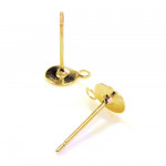10x goldfarben Edelstahl 6mm Ohrstecker mit Öse zum Bekleben - Schmuckzubehör für Ohrringe