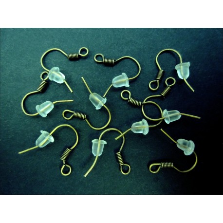 Leisure-Beads - 10x bronzefarben Ohrfedern 16x18mm Ohrhaken mit Stopper - Schmuckzubehör Ohrringe