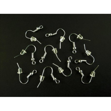 Leisure-Beads - 10x silberfarben Ohrfedern 18x19mm mit Stopper - Schmuckzubehör