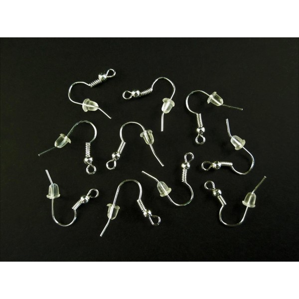 10x silberfarben Ohrfedern 18x19mm mit Stopper - Schmuckzubehör - Leisure-Beads DIY