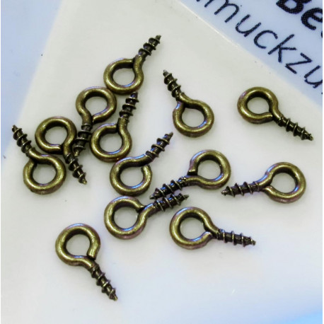 Leisure-Beads - 20x bronzefarben Schmuckhaken 8x4mm Perlenhaken bronzefarben Anhängerhaken mit Gewinde - Schmuckzubehör