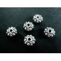 5x silberfarbene 7x7x5mm Metallperlen Spacer - Schmuckzubehör Metallperle