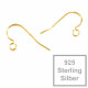 2x vergoldete 925 Sterling Silber Ohrhaken 22x13mm - Schmuckzubehör aus 925 Silber