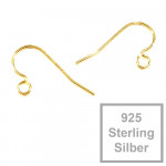 2x vergoldete 925 Sterling Silber Ohrhaken 22x13mm - Schmuckzubehör