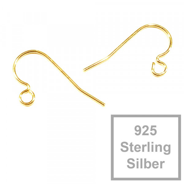 2x vergoldete 925 Sterling Silber Ohrhaken 22x13mm - Schmuckzubehör - Leisure-Beads DIY