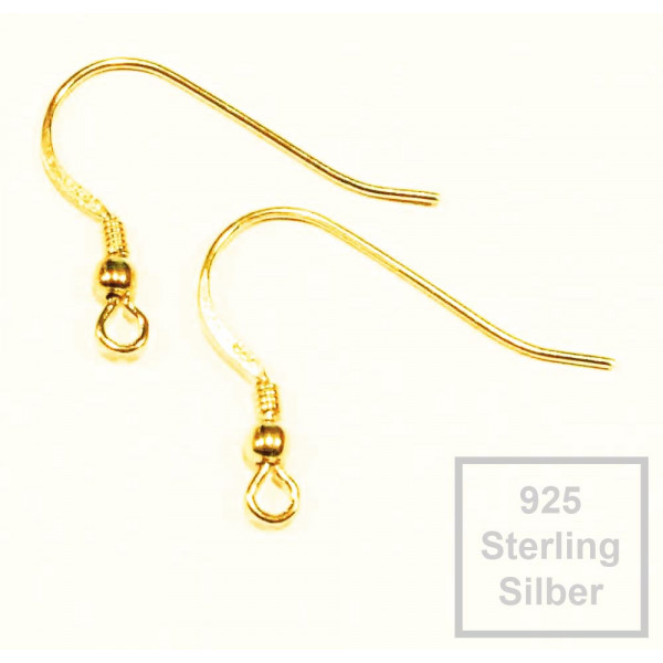 2x vergoldete 925 Sterling Silber Ohrhaken 21x25mm - Schmuckzubehör - Leisure-Beads DIY