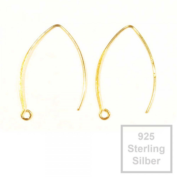 2x vergoldete 925er Ohrhaken 42mm Sterling Silber - Schmuckzubehör - Leisure-Beads DIY