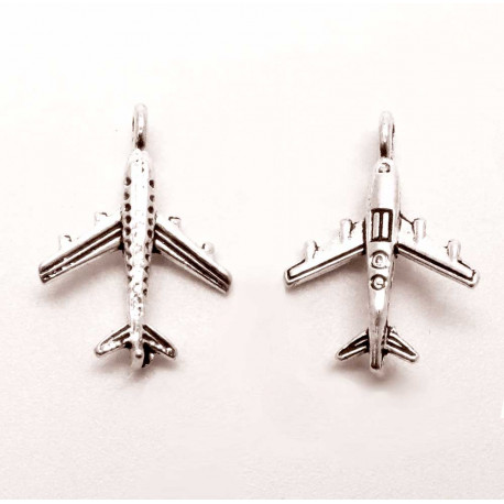 Leisure-Beads - 1x silberfarbenes Flugzeug 23x15mm Schmuckanhänger - Schmuckzubehör