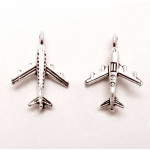 1x silberfarbenes Flugzeug 23x15mm Schmuckanhänger - Schmuckzubehör