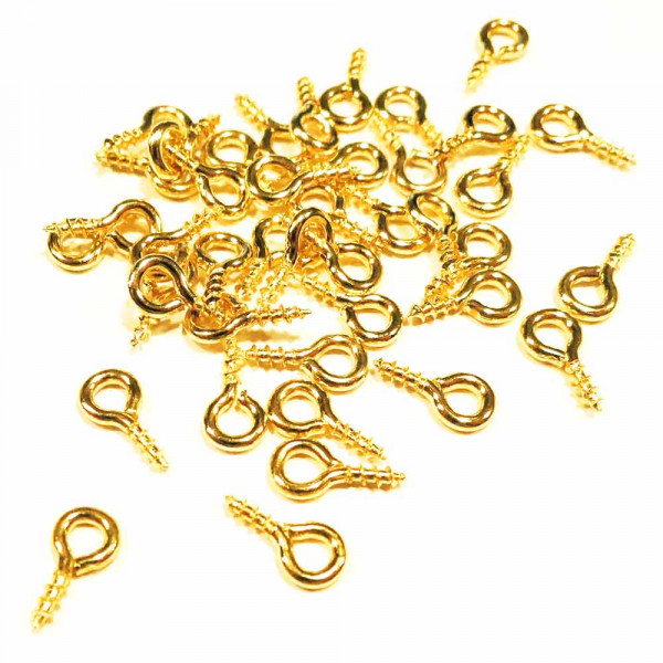 20x goldfarben Schmuckhaken 8mm Perlenhaken goldfarben Anhängerösen zum Eindrehen - Schmuckzubehör - Leisure-Beads DIY
