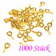 1000x goldfarben Schmuckhaken 8mm Perlenhaken goldfarben Anhängerösen zum Eindrehen - Schmuckzubehör