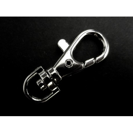 Leisure-Beads - 1x silberfarben Karabinerhaken 41x17x7mm mit Wirbel - Schmuckzubehör