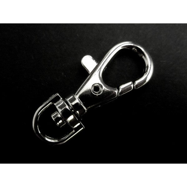 1x silberfarben Karabinerhaken 41x17x7mm mit Wirbel - Schmuckzubehör